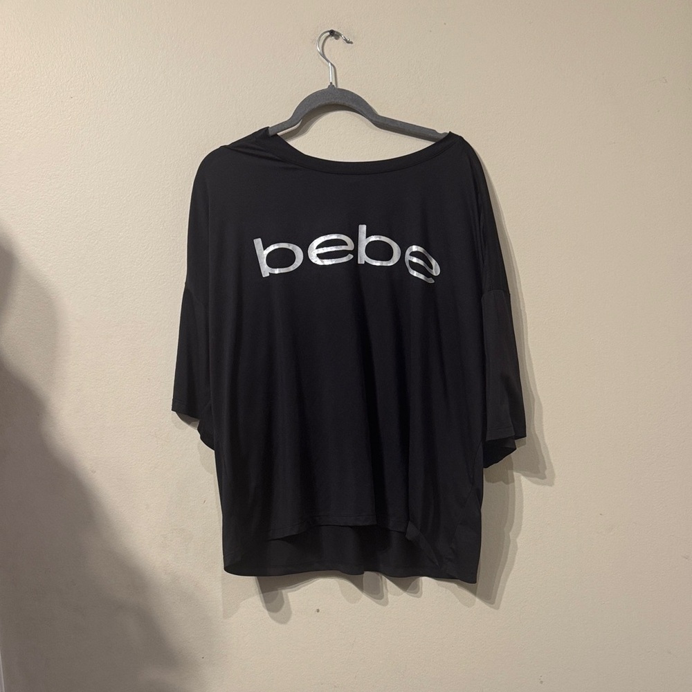 Plus Size Bebe Sport Black Mesh Top 3X